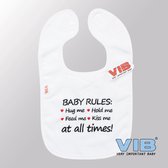 VIB® - Slabbetje Luxe velours - Baby Rules (Wit) - Babykleertjes - Baby cadeau
