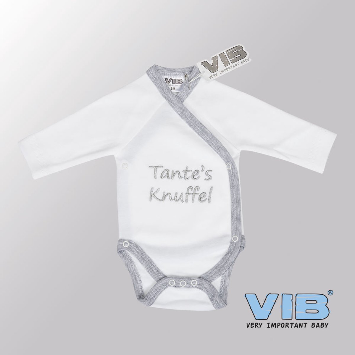 VIB® - Rompertje (overslag) Luxe Katoen - Tante's Knuffel! (Wit) - Babykleertjes - romper - rompertjes - rompertjes met tekst - baby cadeau - baby aankondiging - overslagromper
