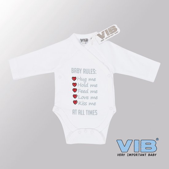VIB® - Rompertje Luxe Katoen - Baby Rules (Wit) - Babykleertjes - Baby cadeau