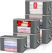 Joy Pack de 6 Sacs de Rangement, boîtes de Rangement avec Couvercle, Grande Taille, boîte de Rangement pour vêtements, Couettes et literie, boîtes de Rangement pour vêtements (Gris)