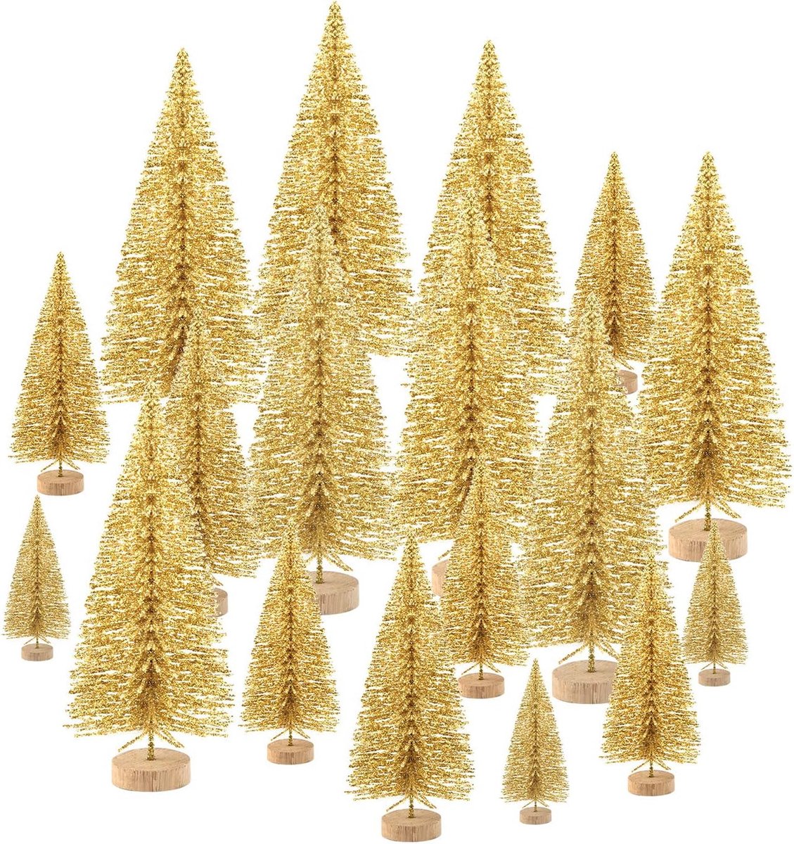 48 stuks mini kerstbomen fles borstel bomen tafelblad model bomen voor kerst decoratie doe-het-zelf kamer decor diorama modellen (goud) kleine maten bomen