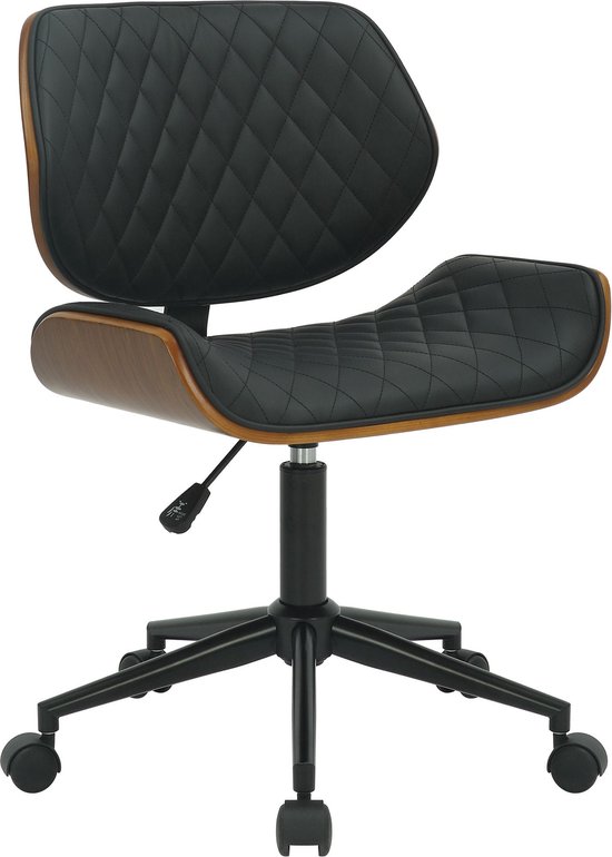 CLP Harvest Bureaustoel - Voor volwassen - ergonomisch - Kunstleer - walnoot/zwart