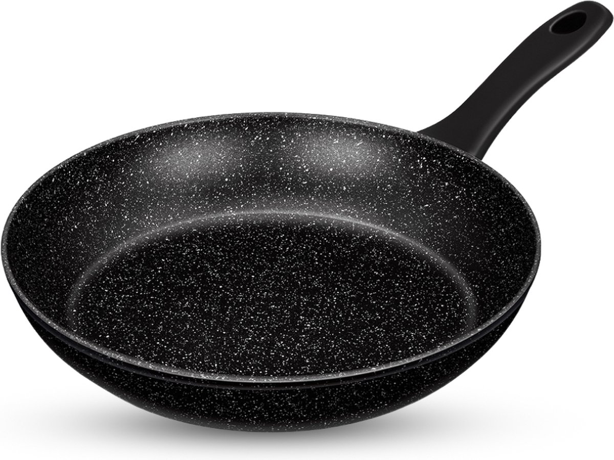Smile - Koekenpan - Geschikt voor alle warmtebronnen - Hoge kwaliteit - Reistente Antiaanbaklaag - Koekenpan Inductie - Zwart - 28 cm