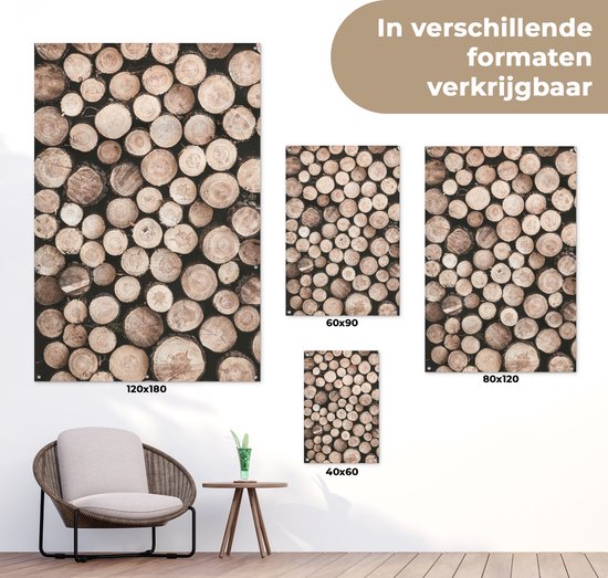 Décoration murale Troncs d'arbres - Hiver - Nature - 120x180 cm - Poster de jardin - Toile de jardin - Poster extérieur