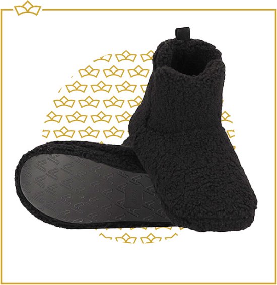 ATTREZZO® Sloffen voor heren en dames - Zwart - Maat 43-44 - pantoffels - Altijd warme voeten!