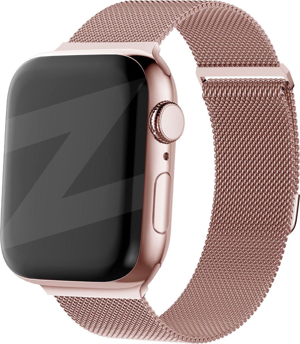 Bandz Milanese loop band geschikt voor Apple Watch 1/2/3/ 4/5/6/8/9/SE - Maat: 38 / 40 / 41 / 42mm - Hoogwaardig gevlochten stalen materiaal smartwatchbandje - Milanees bandje met magneetsluiting - roségoud Milanees Apple Watch bandje