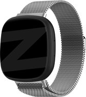 Bandz Milanese loop band geschikt voor Fitbit Versa 3 / Sense - Hoogwaardig gevlochten stalen materiaal smartwatch bandje - Milanees bandje met magneetsluiting - zilver gevlochten stalen bandje