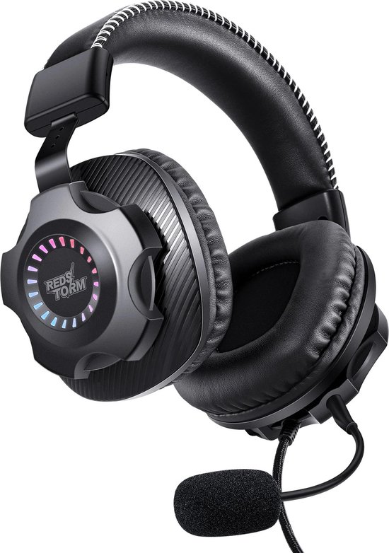 FIFINE Gaming Headset with Microphone, Over-Ear Headphones with Cable, USB Headset for PC PS4 PS5, RGB Headphones with 3 EQ Modes, Surround Sound and Ear Pads