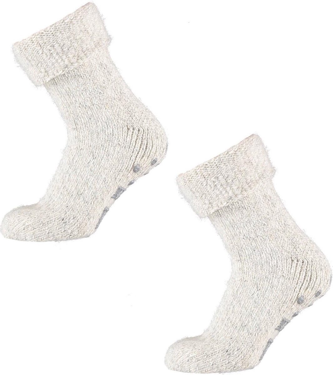Miré - Wollen sokken dames - Huissok dames - Grijs - Maat 36/42 - Fluffy sokken - Slofsokken - Huissokken - Warme sokken - Winter sokken - Anti Slip - Merkloos