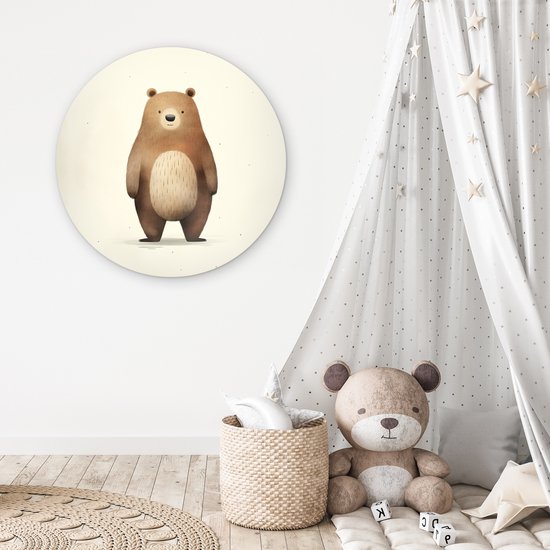 WallCircle - Cercle mural ⌀ 90 - Aquarelle - Ours - Marron - Animaux - Tableaux ronds salon - Plaque murale ronde - Cercle de Décoration murale - Décoration de chambre à l'intérieur - Cercle mural de Décoration murale - Accessoires de maison