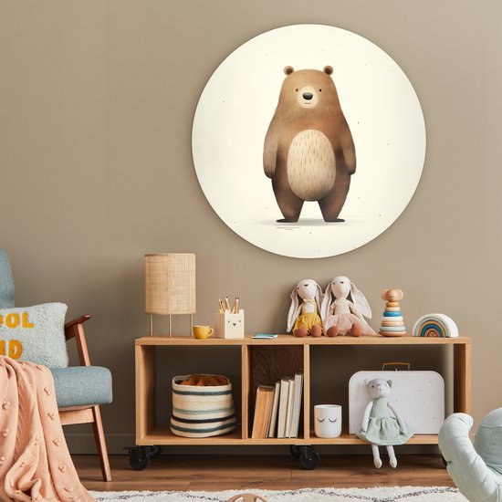 WallCircle - Cercle mural ⌀ 90 - Aquarelle - Ours - Marron - Animaux - Tableaux ronds salon - Plaque murale ronde - Cercle de Décoration murale - Décoration de chambre à l'intérieur - Cercle mural de Décoration murale - Accessoires de maison