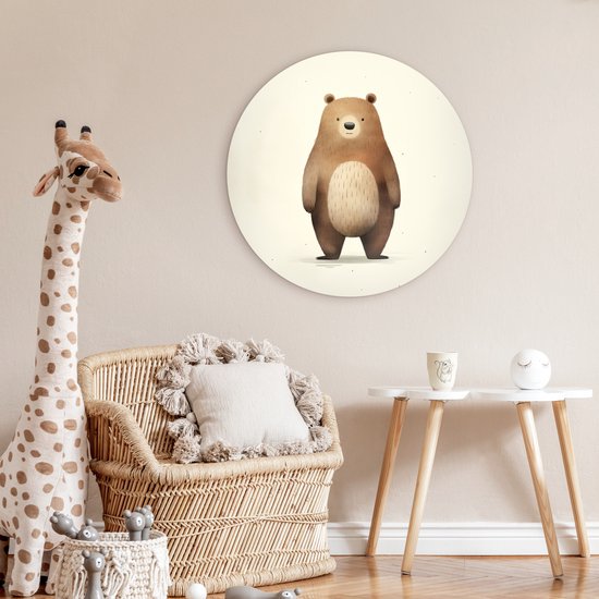 WallCircle - Cercle mural ⌀ 90 - Aquarelle - Ours - Marron - Animaux - Tableaux ronds salon - Plaque murale ronde - Cercle de Décoration murale - Décoration de chambre à l'intérieur - Cercle mural de Décoration murale - Accessoires de maison