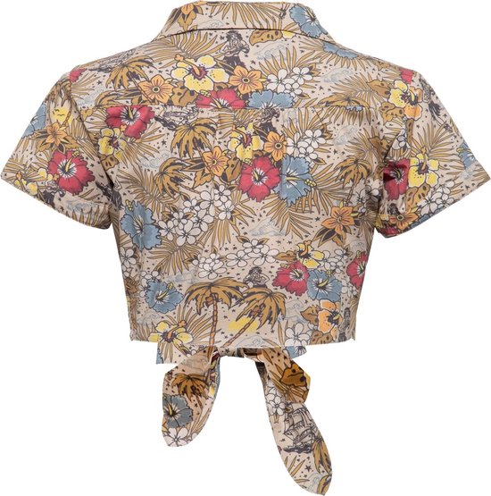 Queen Kerosin Damen Bluse mit hawaiianischem Muster QK4200818176 Offwhite-XXL