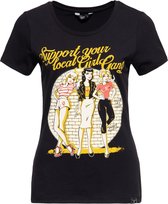 Queen Kerosin Print T-Shirt im Slim Fit QK4215357358 Schwarz-XS