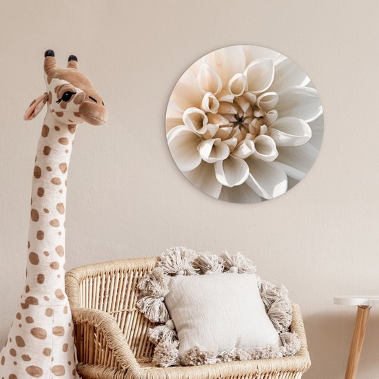 WallCircle - Wall Circle - Wall Circle Indoor - Fleurs - Wit - Plantes - 60x60 cm - Décoration murale - Peintures Ronds