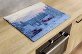 Inductiebeschermer - Winterhuisje - 80x52 cm - Inductiebeschermer - Inductie Afdekplaat Kookplaat - Inductie Mat - Anti-Slip - Keuken Decoratie - Keuken Accessoires