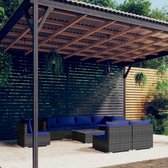 The Living Store Loungeset Poly Rattan - Grijs - Modulair Design