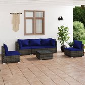 The Living Store Loungeset Modulair - Grijs - PE-rattan - Hoogwaardig materiaal