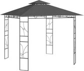 Tente de fête Pavillon The Living Store - 300x300x270 cm - Anthracite - Acier et tissu avec revêtement PA