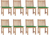 The Living Store Ensemble de chaises de jardin - Bois de teck - 8 chaises avec kussen - 50x53x90 cm