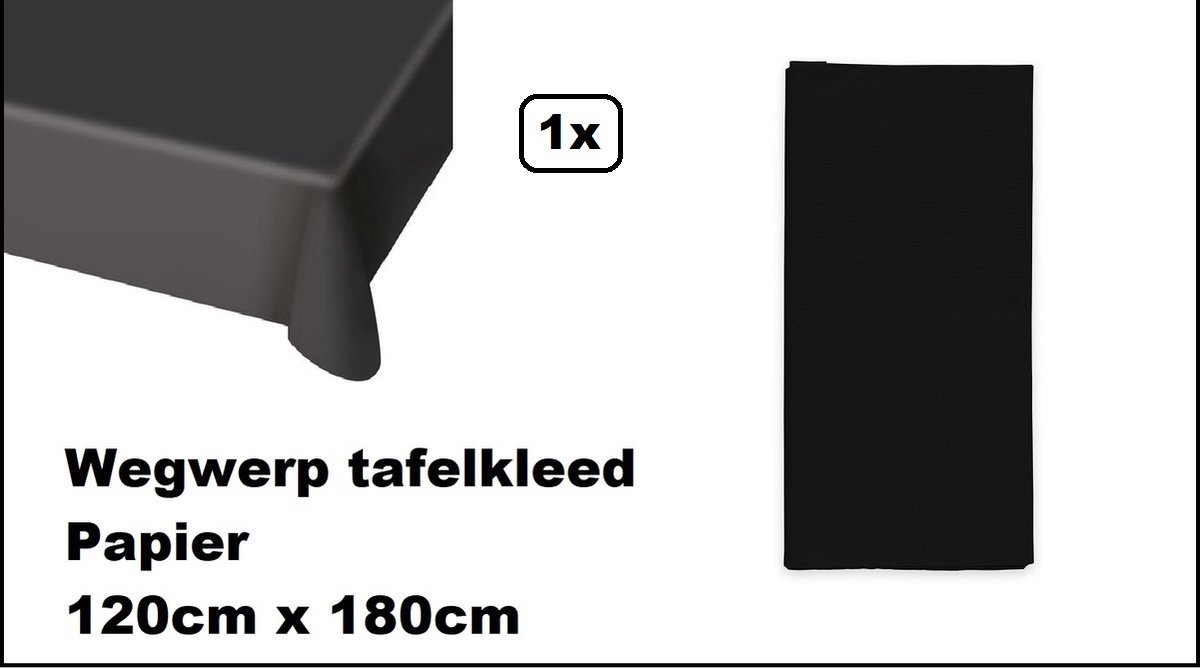 Wegwerp tafelkleed papier zwart 120cm x 180cm - Thema feest festival thema feest evenement gala