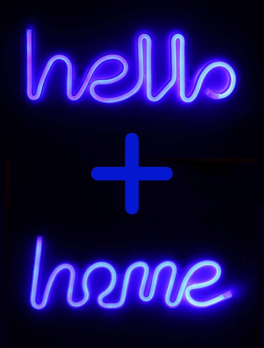 Neon Lamp - Hello Blauw + Home Blauw - Incl. 6 Batterijen - Neon Verlichting - Neon Led Lamp - Neon Wandlamp
