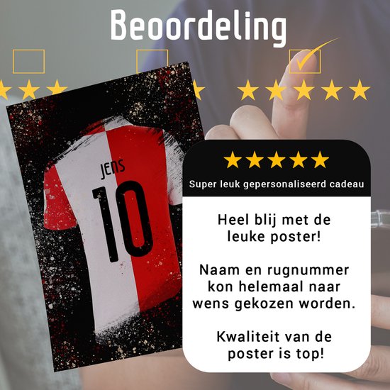 Feyenoord Poster Voetbal Shirt Format A2 420 x 594 mm (personnalisé avec eigen naam et numéro)