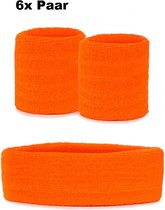 6x Zweetbandjes set neon oranje 3-dlg - Sport