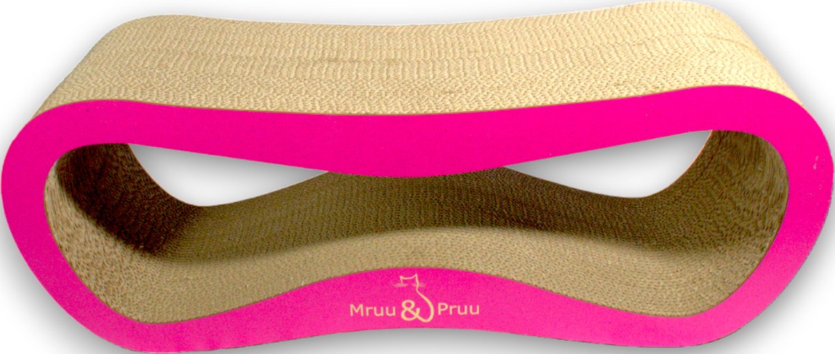 Mruu&Pruu GROOT KATTENKRAASBED Kattenmand Krabplank Krabpaal Karton Krabmand Kattenbed 78x28x24 cm ROZE thumbnail 5