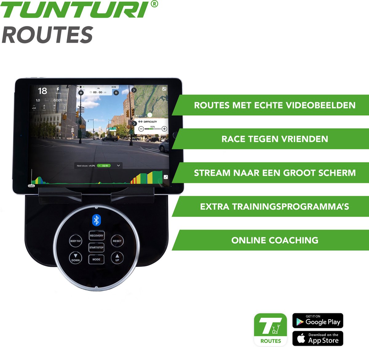 Afbeelding 3 van Tunturi Hometrainer FitCycle 50i - Hometrainer fiets - 150kg Belastbare thuis fitnessfiets - Bluetooth - 32 Weerstandsniveaus - 22 Programma's - Hartslagsensoren - Incl. fitness app