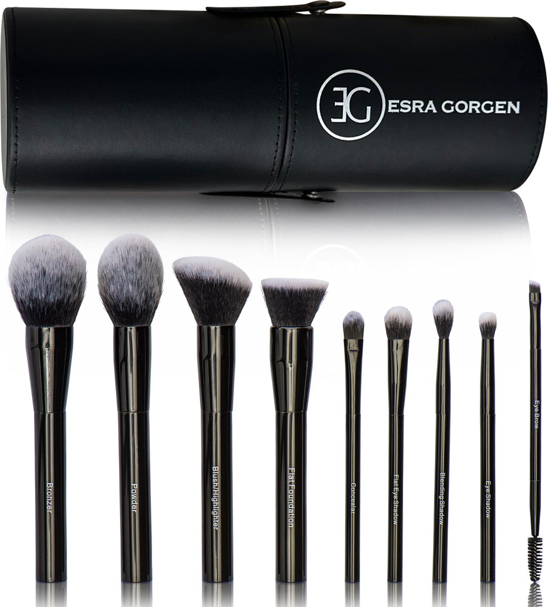 Esra Gorgen Black Edition Professionele 9 delige Make-up Kwasten Set