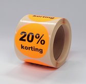 20% Korting stickers op rol - 225 per rol - 50mm oranje