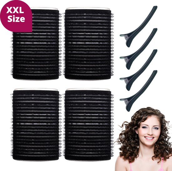 BeautyFit - Haarkrulset 4 Kleefrollers + 4 klemmen - Inclusief E-book - Extra groot Krulspelden - Watergolf Haarrollers - Kleefrollers - Hoge kwaliteit Haarkrullers - Heatless Curls - 4 Stuks