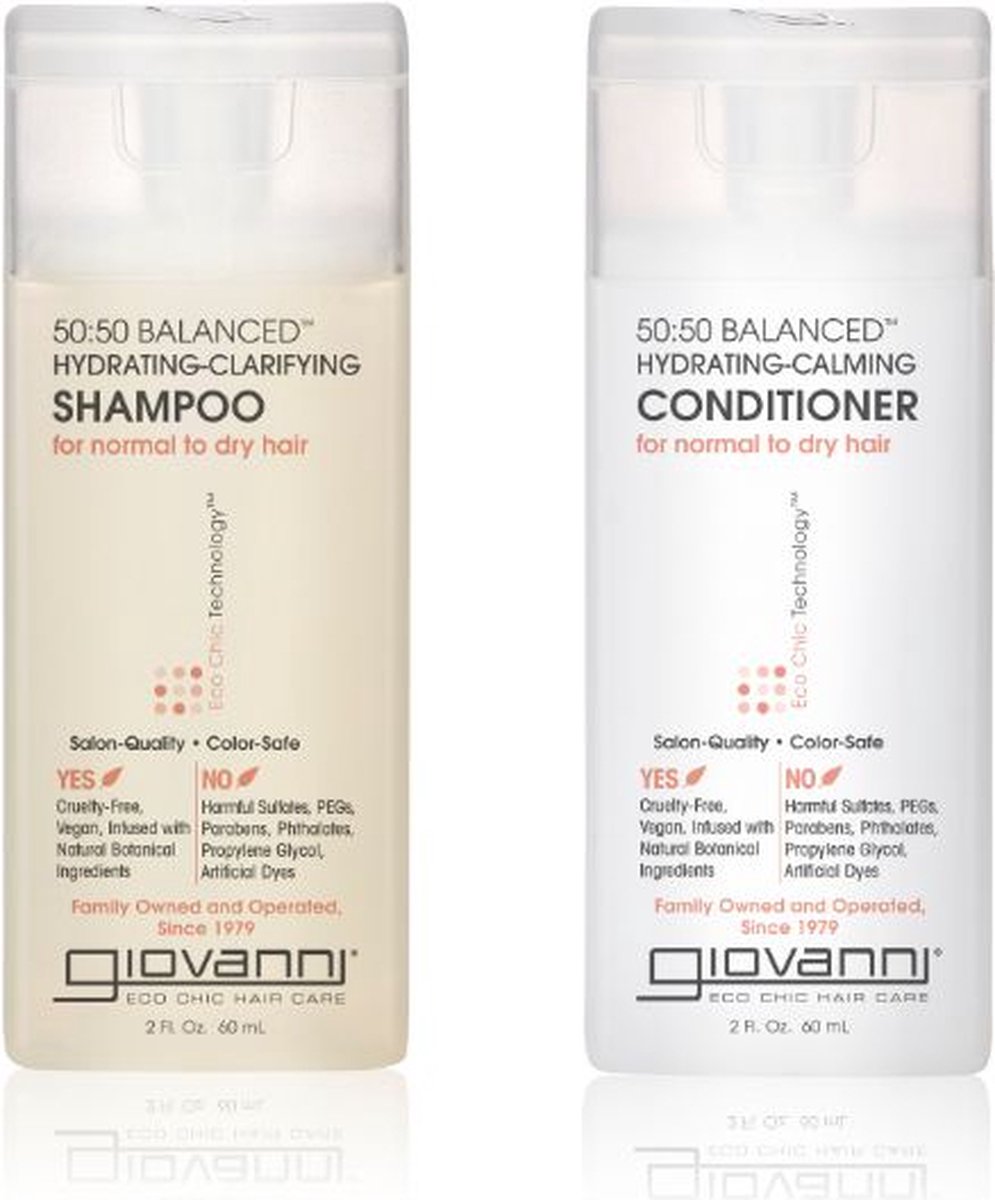 Giovanni Cosmetics - 50:50 Balanced Travel Set - Shampoo + Conditioner 2x 60 ml