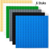 Complete Set Bouwplaten 32x32 noppen - geschikt voor LEGO - 6 Stuks – Bouwplaat/Grondplaat - Voor Classic Bouwstenen - Groen, Blauw, Grijs, Licht bruin, Wit, Zwart
