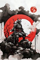 Samurai Art | Bloed Maan | Samurai Poster | Japan Poster | Oosterse Kunst | 61x91cm | Wanddecoratie | Muurposter | MT | Geschikt om in te lijsten