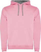 Licht roze / Heather grijs Unisex Hoodie met capuchon en koord Urban merk Roly maat XXL