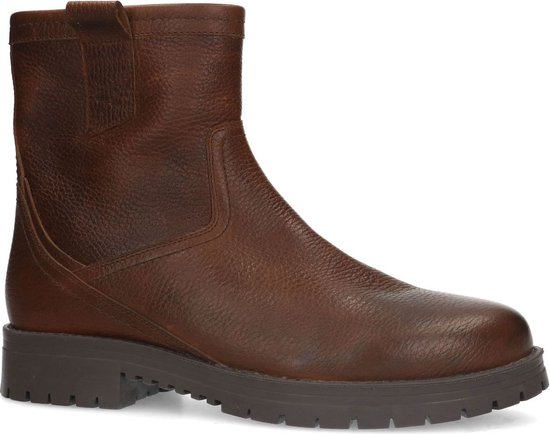 Manfield - Heren - Donkerbruine leren boots - Maat 43