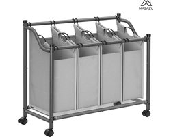 MIRA Home Wasmand – Wasmand met wieltjes – Basic – Grijs - 87.5x38.5x81