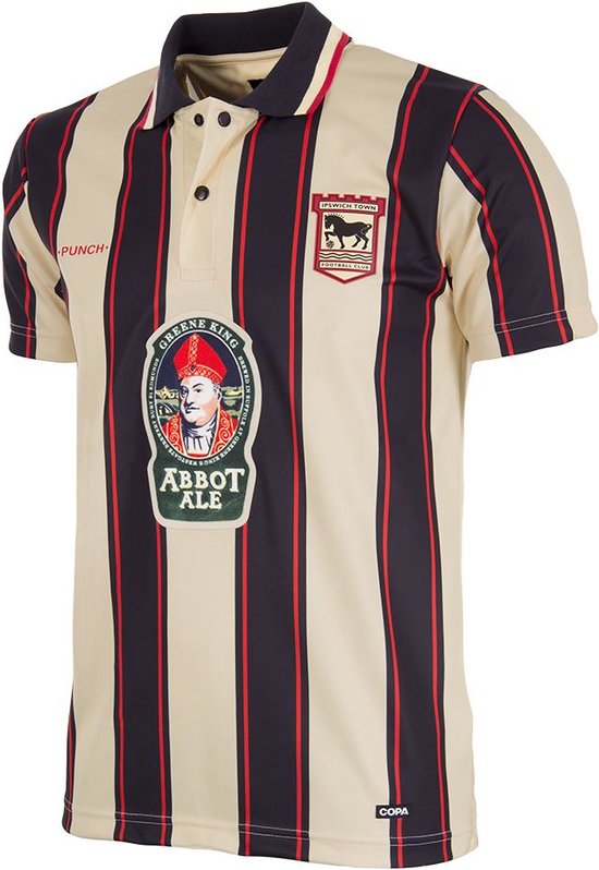 COPA - Ipswich Town FC Away 1997 - 98 Retro Voetbal Shirt - XS - Beige; Zwart