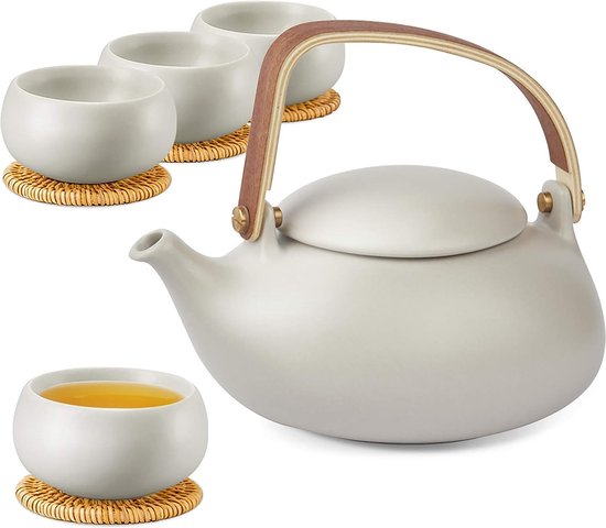 Service à thé en porcelaine, service à thé japonais avec passoire pour thé  en vrac,... | bol