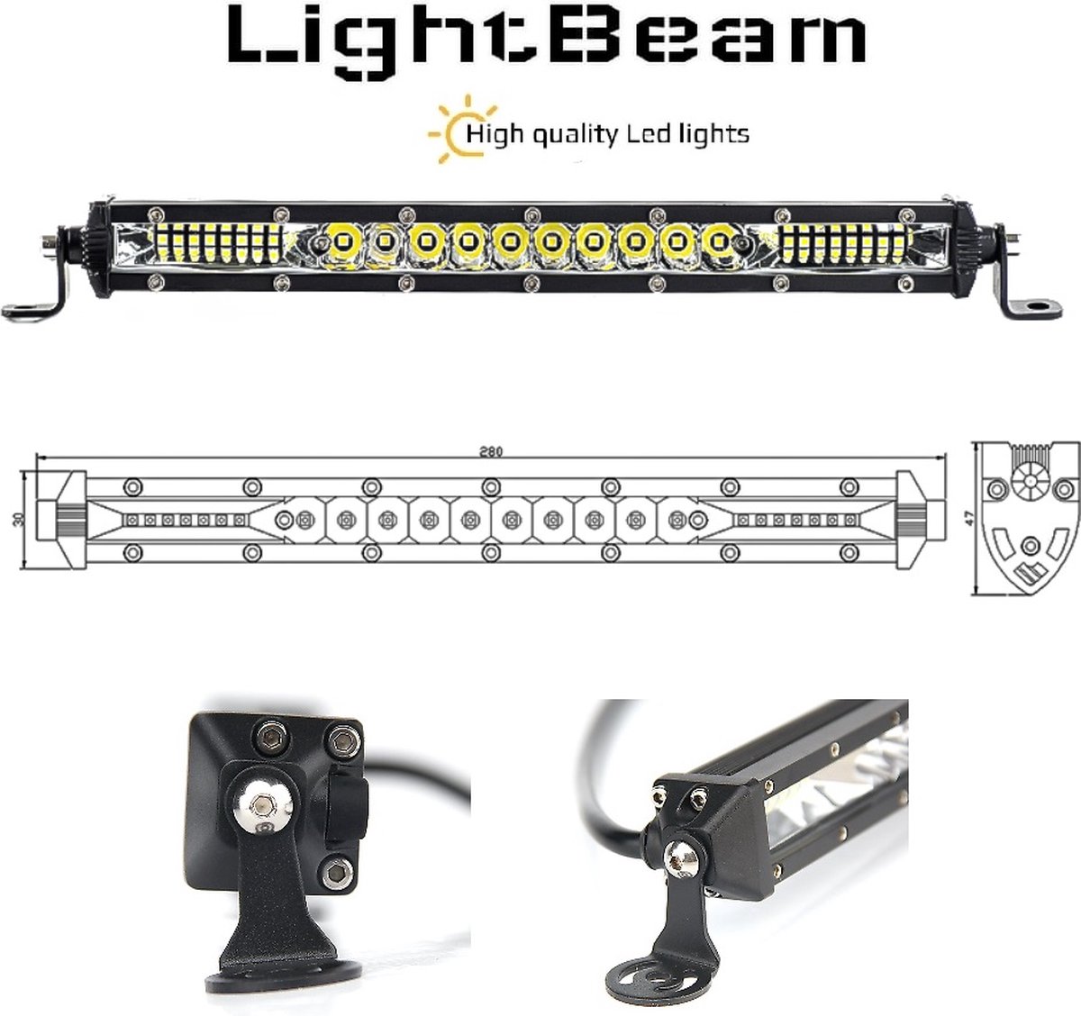 Led Light bar 36 watt UNIEK model R10 gecertificeerd 2500 Lumen