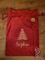 Luxe grote rode fluwelen kerstcadeau zak-- kerstmis - cadeauzak - gepersonaliseerd met naam of familienaam