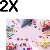 BWK Textiele Placemat - Roze Party - Feest - Versiering - Achtergrond - Set van 2 Placemats - 40x30 cm - Polyester Stof - Afneembaar