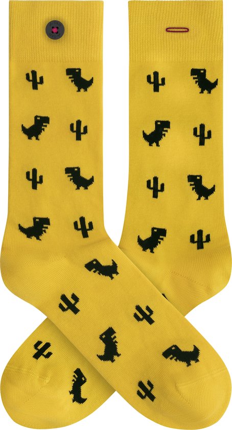 A-dam Yellow Dino - Sokken - Katoen - Ideaal Als Cadeau - Duurzaam - Unisex - Geel