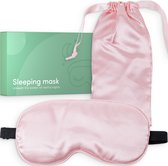 Premium Zijden Slaapmasker + Opbergzakje - 100% Verduisterend Oogmasker - Verstelbaar - Blinddoek - Zijdezacht - Anti-Rimpel – Eye Mask – Sleep Mask – Roze