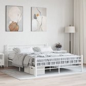 The Living Store Metalen Bedframe - Klassiek - Bedframe - 210 x 167 x 76 cm - Wit