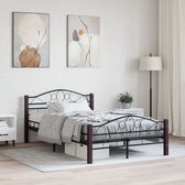 The Living Store Metalen Bedframe - zwart - 210 x 147 x 85 cm - inclusief lattenbodem - geschikt voor 140 x 200 cm matras