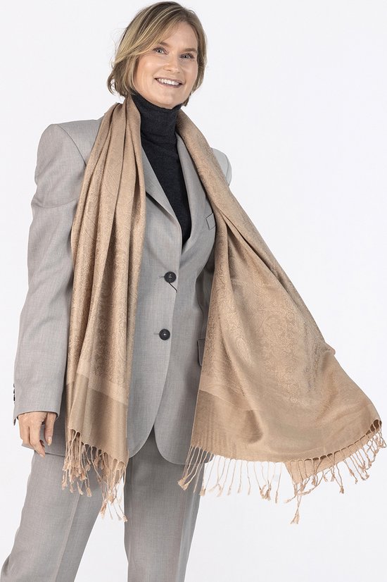 Écharpe beige de cachemire et de soie comme foulard Pashmina, 200 * 70 cm, mariage, châle, châle pour dames. Écharpes, pashmina, étole pour dames.