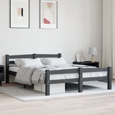 The Living Store Bedframe Grenenhout Donkergrijs - 206x146x66cm - Stevige constructie